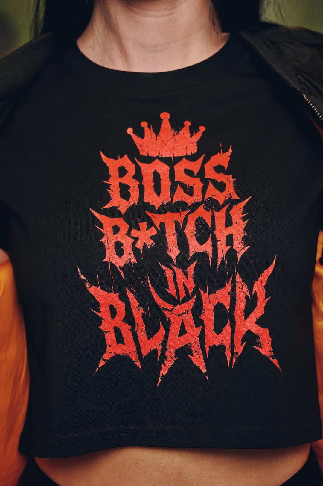 Crop-Top "Boss B*tch in Black"