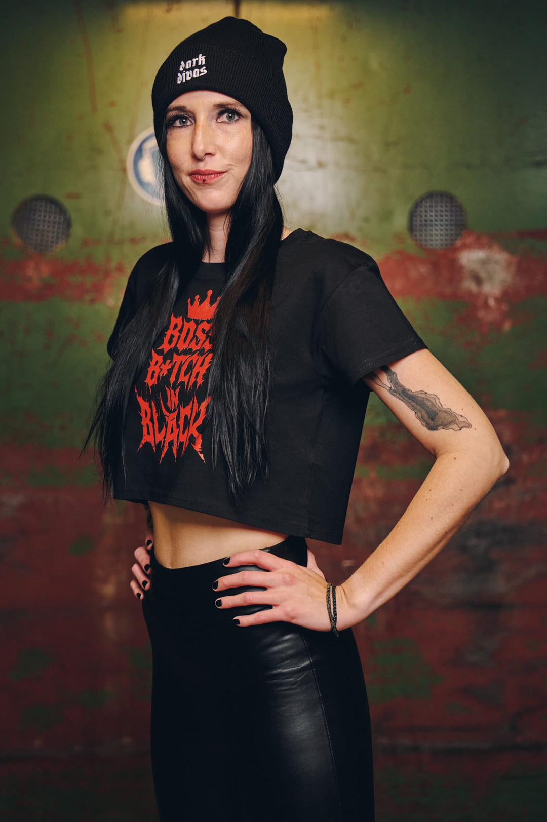 Crop-Top "Boss B*tch in Black"