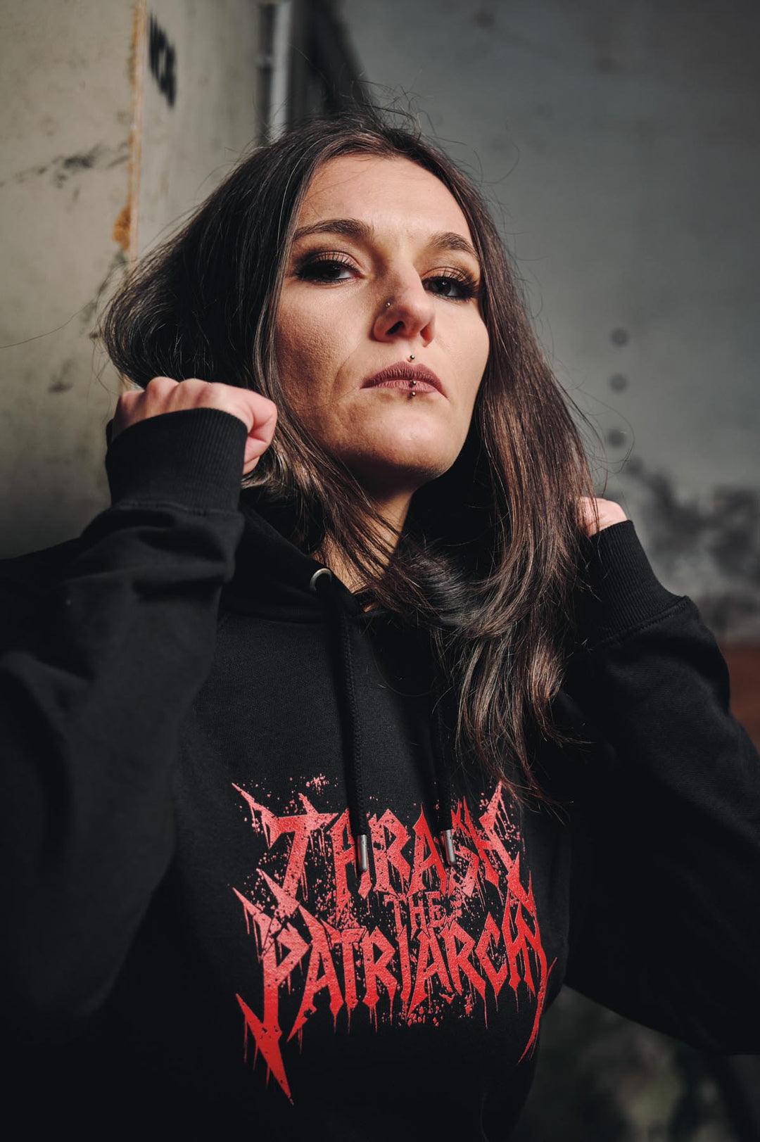 Hoodie "Thrash The Patriarchy" (organic raglan)